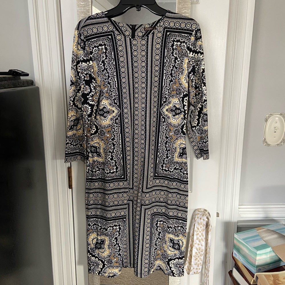 J. McLaughlin Black Sheath Dress with Mandarin Collar